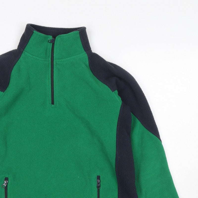 GAP Teens Green Black Fleece Quarter Zip Pullover Sweatshirt Size 10