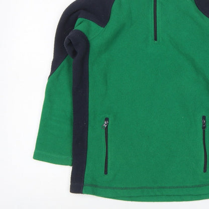 GAP Teens Green Black Fleece Quarter Zip Pullover Sweatshirt Size 10