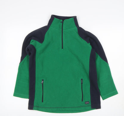 GAP Teens Green Black Fleece Quarter Zip Pullover Sweatshirt Size 10