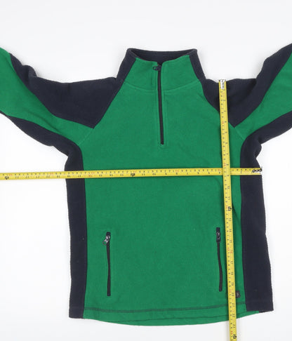 GAP Teens Green Black Fleece Quarter Zip Pullover Sweatshirt Size 10
