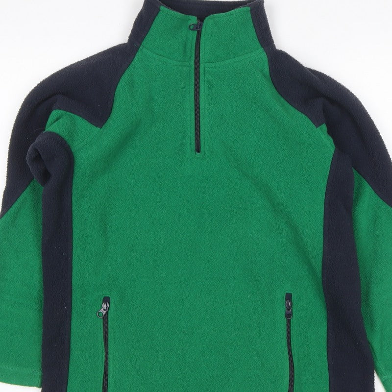 GAP Teens Green Black Fleece Quarter Zip Pullover Sweatshirt Size 10