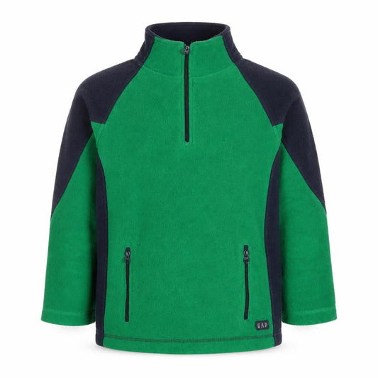 Front view of GAP Teens Green Black Fleece Quarter Zip Pullover Sweatshirt, size 10