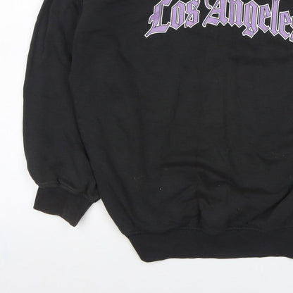H&M Divided Women Black XXS Los Angeles V-Neck Pullover Sweatshirt