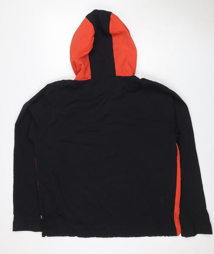 Topman Men's Black Orange L Hooded Anorak Windbreaker Jacket