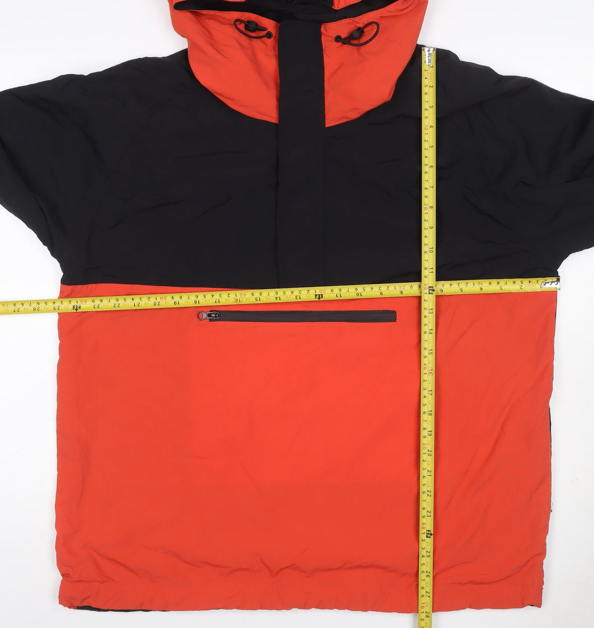 Topman Men's Black Orange L Hooded Anorak Windbreaker Jacket