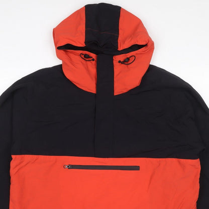 Topman Men's Black Orange L Hooded Anorak Windbreaker Jacket
