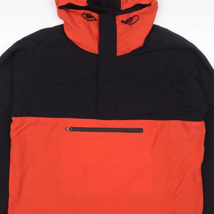 Topman Men's Black Orange L Hooded Anorak Windbreaker Jacket