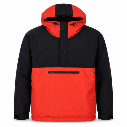 Topman Men's Black Orange L Hooded Anorak Windbreaker Jacket