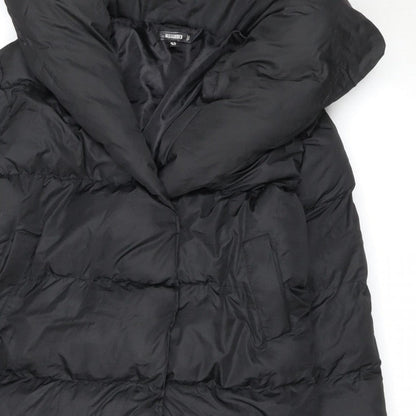 Missguided Women’s Black UK 10 Long Quilted Puffer Jacket Coat