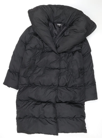 Missguided Women’s Black UK 10 Long Quilted Puffer Jacket Coat