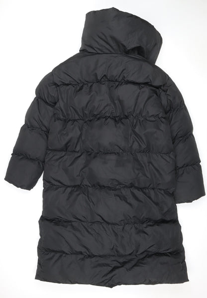 Missguided Women’s Black UK 10 Long Quilted Puffer Jacket Coat