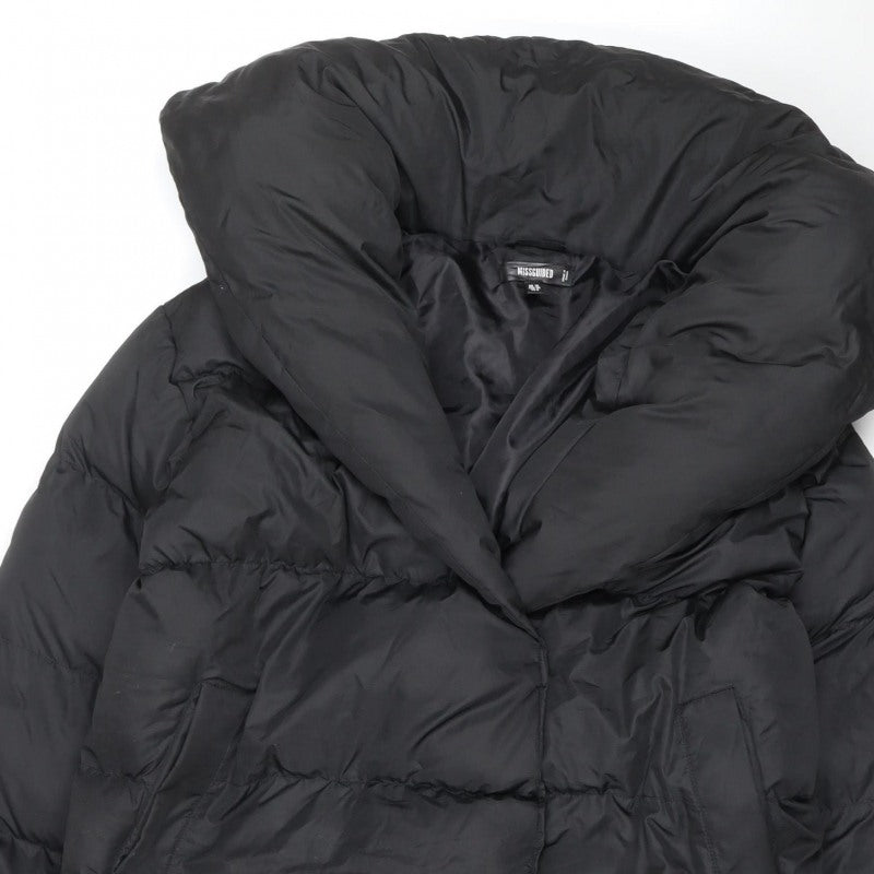 Missguided Women’s Black UK 10 Long Quilted Puffer Jacket Coat