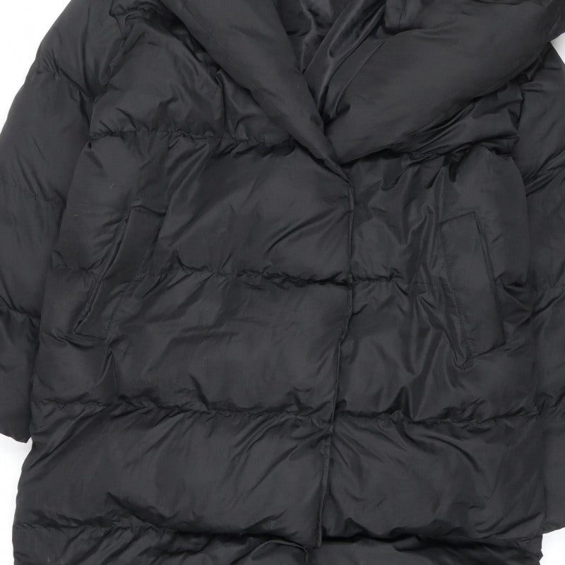 Missguided Women’s Black UK 10 Long Quilted Puffer Jacket Coat