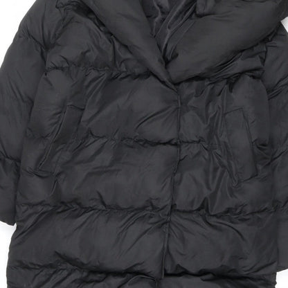 Missguided Women’s Black UK 10 Long Quilted Puffer Jacket Coat