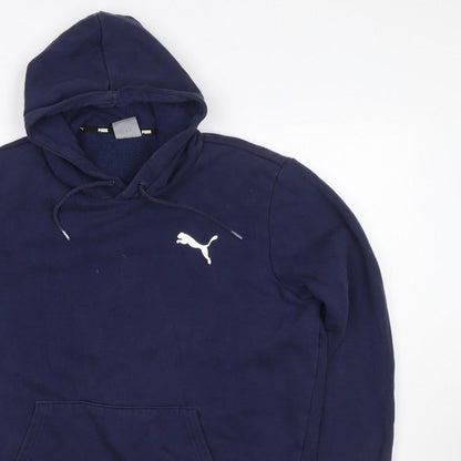 Puma Men's Navy Blue L Pullover Hoodie Logo Sports Fleece