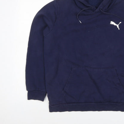 Puma Men's Navy Blue L Pullover Hoodie Logo Sports Fleece