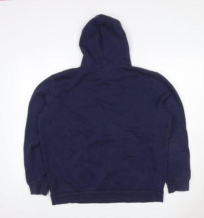 Puma Men's Navy Blue L Pullover Hoodie Logo Sports Fleece