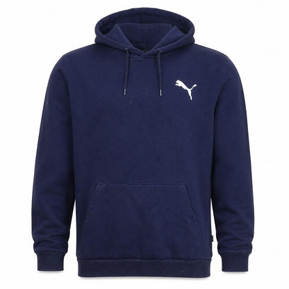 Puma Men's Navy Blue L Pullover Hoodie Logo Sports Fleece