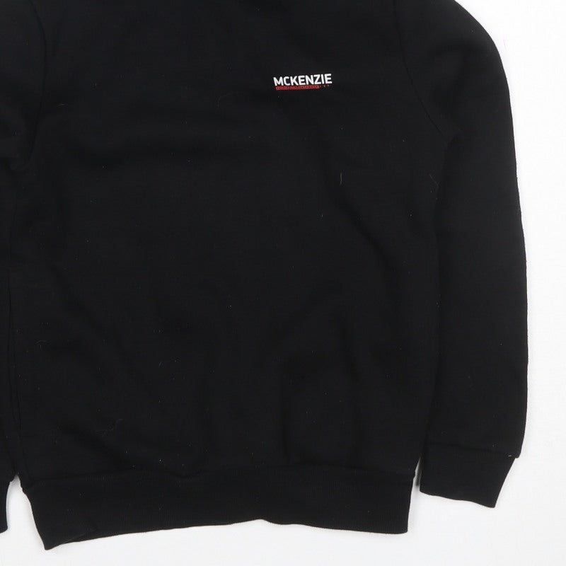 McKenzie Boys Black Pullover Hoodie 8-10 Years Logo Fleece