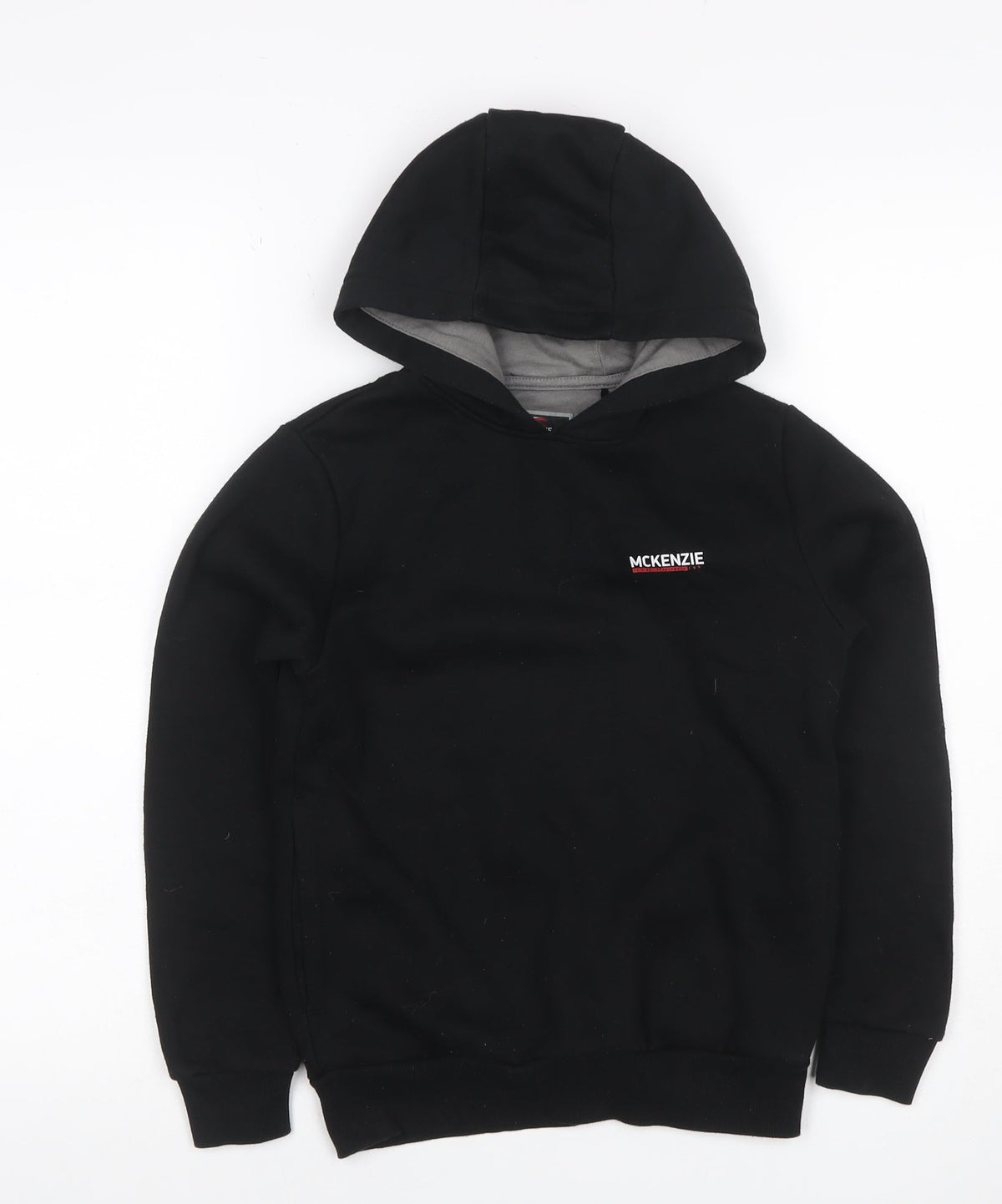 McKenzie Boys Black Pullover Hoodie 8-10 Years Logo Fleece