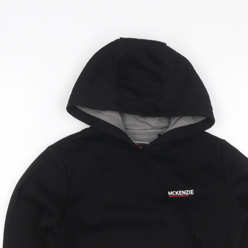 McKenzie Boys Black Pullover Hoodie 8-10 Years Logo Fleece