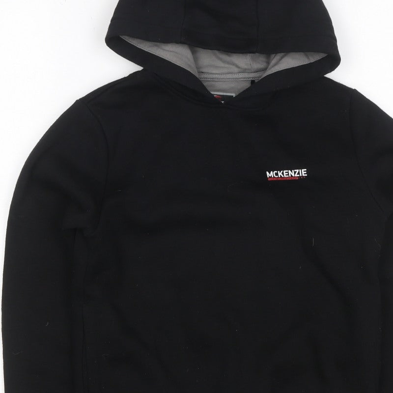 McKenzie Boys Black Pullover Hoodie 8-10 Years Logo Fleece