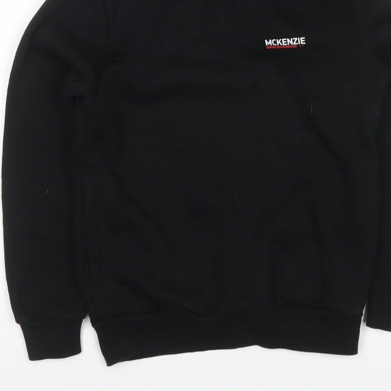 McKenzie Boys Black Pullover Hoodie 8-10 Years Logo Fleece