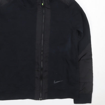 Nike Teens Black L Full Zip Hooded Sweatshirt Logo Cotton Blend