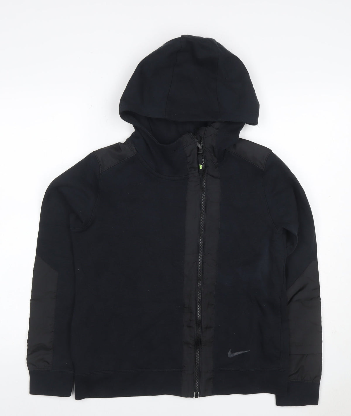 Nike Teens Black L Full Zip Hooded Sweatshirt Logo Cotton Blend