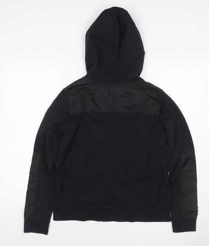 Nike Teens Black L Full Zip Hooded Sweatshirt Logo Cotton Blend
