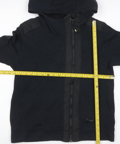 Nike Teens Black L Full Zip Hooded Sweatshirt Logo Cotton Blend