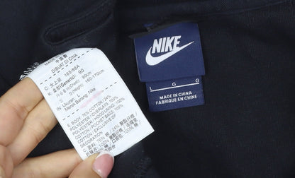 Nike Teens Black L Full Zip Hooded Sweatshirt Logo Cotton Blend