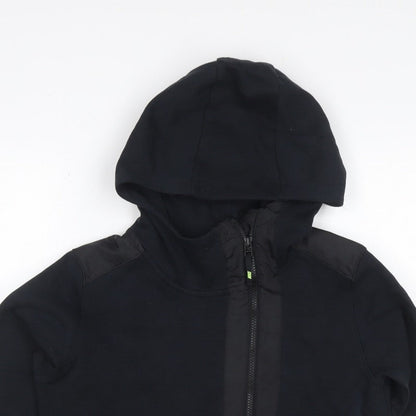 Nike Teens Black L Full Zip Hooded Sweatshirt Logo Cotton Blend