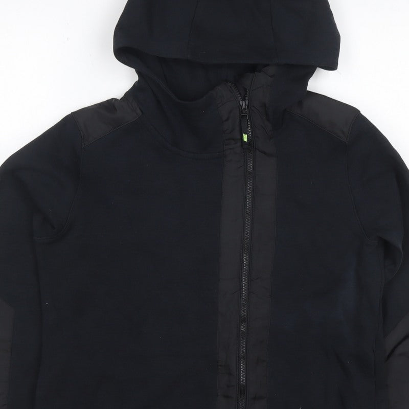 Nike Teens Black L Full Zip Hooded Sweatshirt Logo Cotton Blend