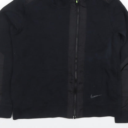 Nike Teens Black L Full Zip Hooded Sweatshirt Logo Cotton Blend