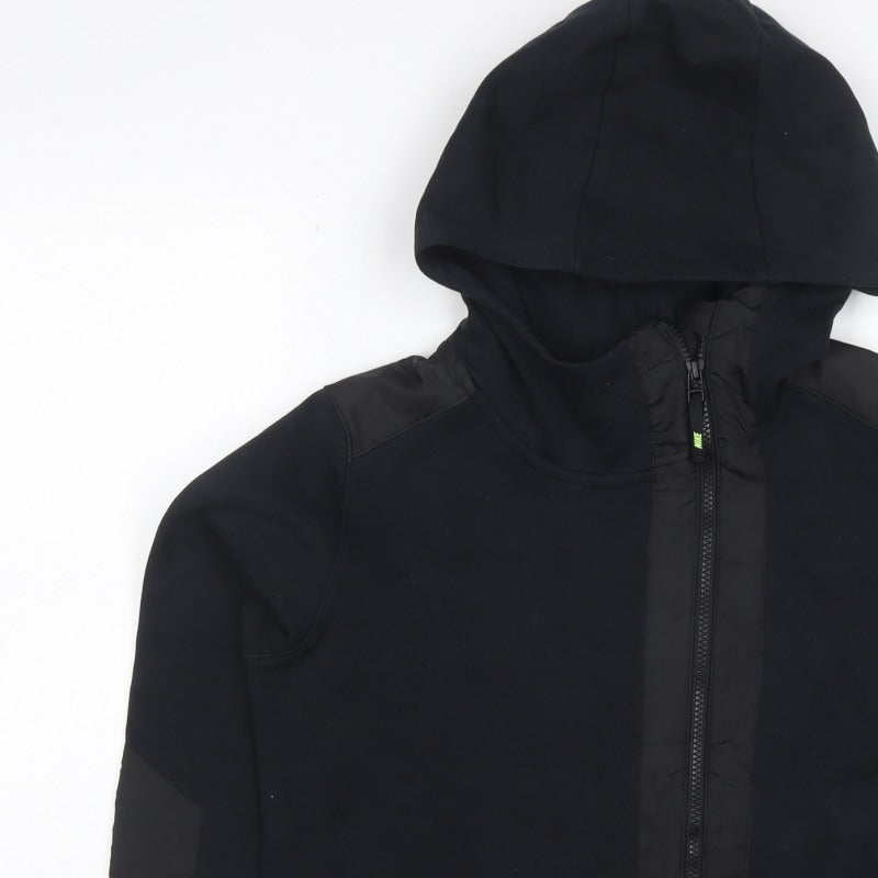 Nike Teens Black L Full Zip Hooded Sweatshirt Logo Cotton Blend