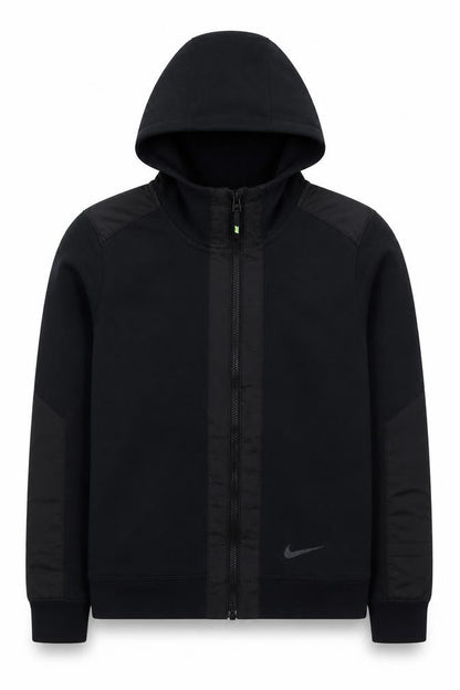 Nike Teens Black L Full Zip Hooded Sweatshirt Logo Cotton Blend