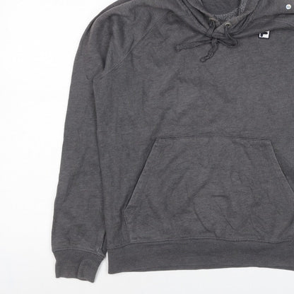FILA Men’s Grey S Pullover Hoodie Logo Fleece Kangaroo Pocket