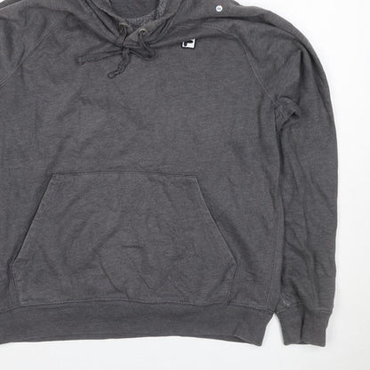 FILA Men’s Grey S Pullover Hoodie Logo Fleece Kangaroo Pocket
