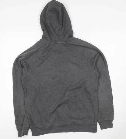 FILA Men’s Grey S Pullover Hoodie Logo Fleece Kangaroo Pocket