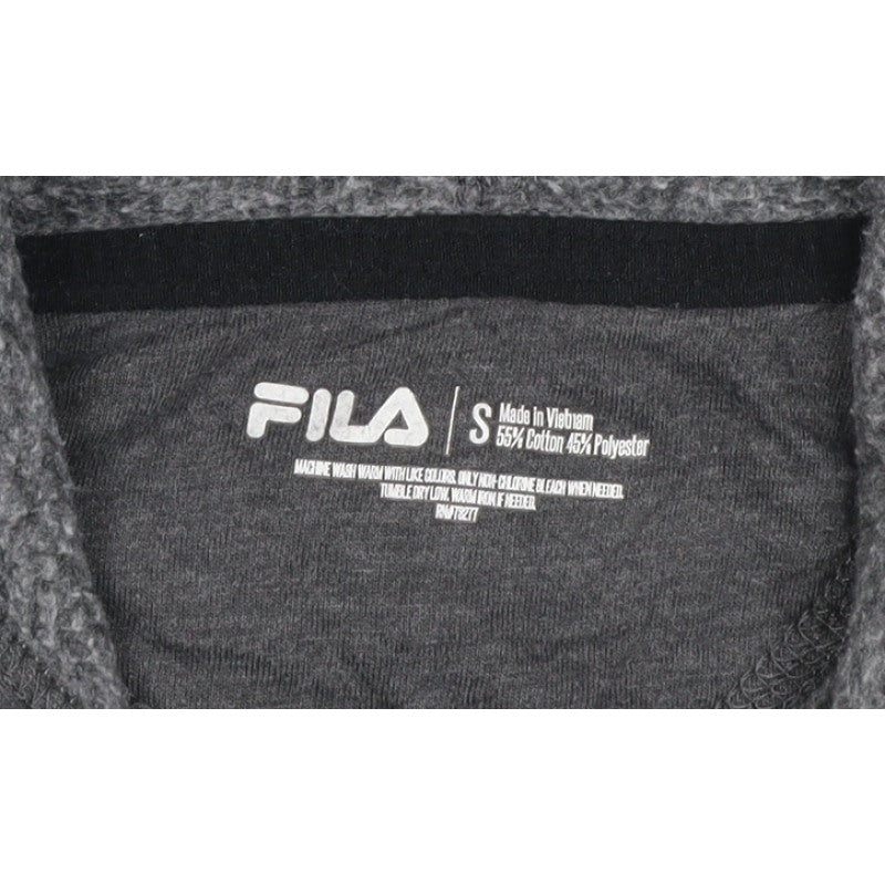 FILA Men’s Grey S Pullover Hoodie Logo Fleece Kangaroo Pocket