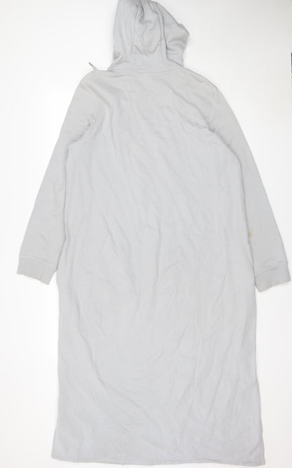 COS Women Grey L Long Hooded Jersey Jumper Dress Pockets