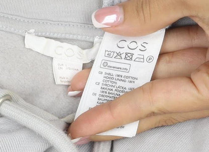 COS Women Grey L Long Hooded Jersey Jumper Dress Pockets