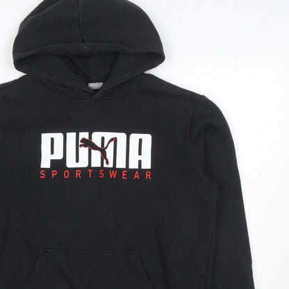 Puma Boys Black 15-16 Years Pullover Logo Sportswear Hoodie