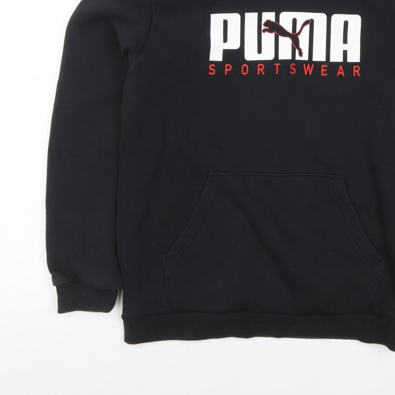 Puma Boys Black 15-16 Years Pullover Logo Sportswear Hoodie
