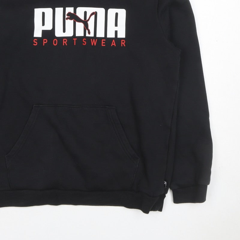 Puma Boys Black 15-16 Years Pullover Logo Sportswear Hoodie