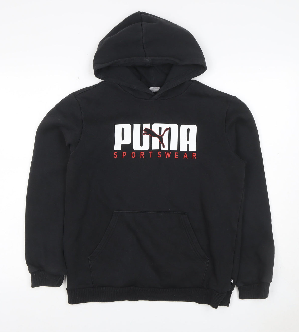 Puma Boys Black 15-16 Years Pullover Logo Sportswear Hoodie