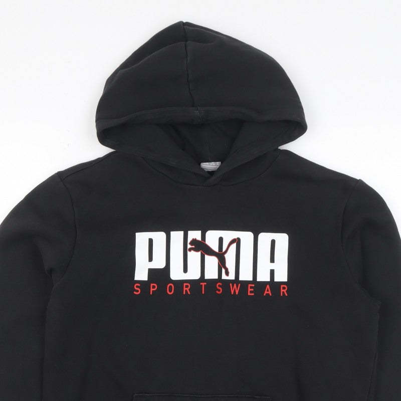 Puma Boys Black 15-16 Years Pullover Logo Sportswear Hoodie
