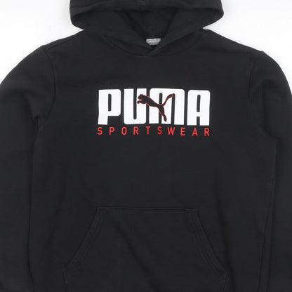 Puma Boys Black 15-16 Years Pullover Logo Sportswear Hoodie