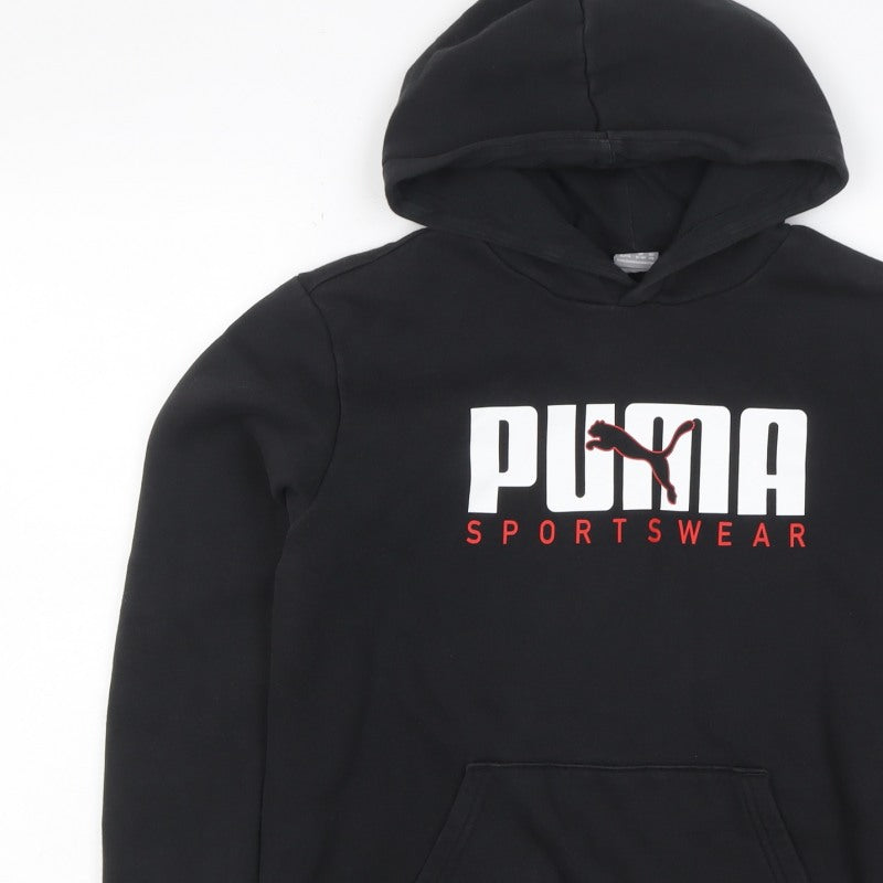 Puma Boys Black 15-16 Years Pullover Logo Sportswear Hoodie